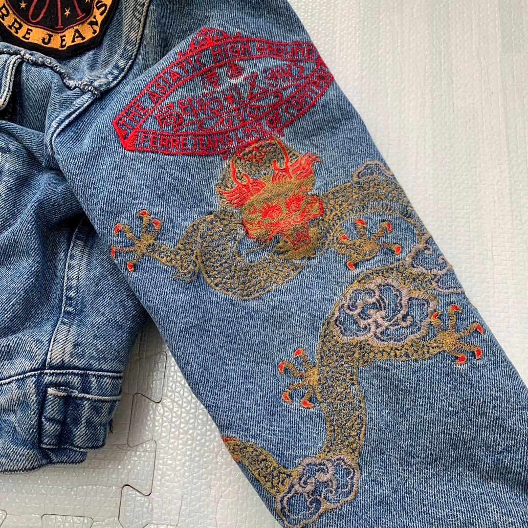 ジャンフランコフェレ FERRE JEANS ドラゴン刺繍 デニムジャケット