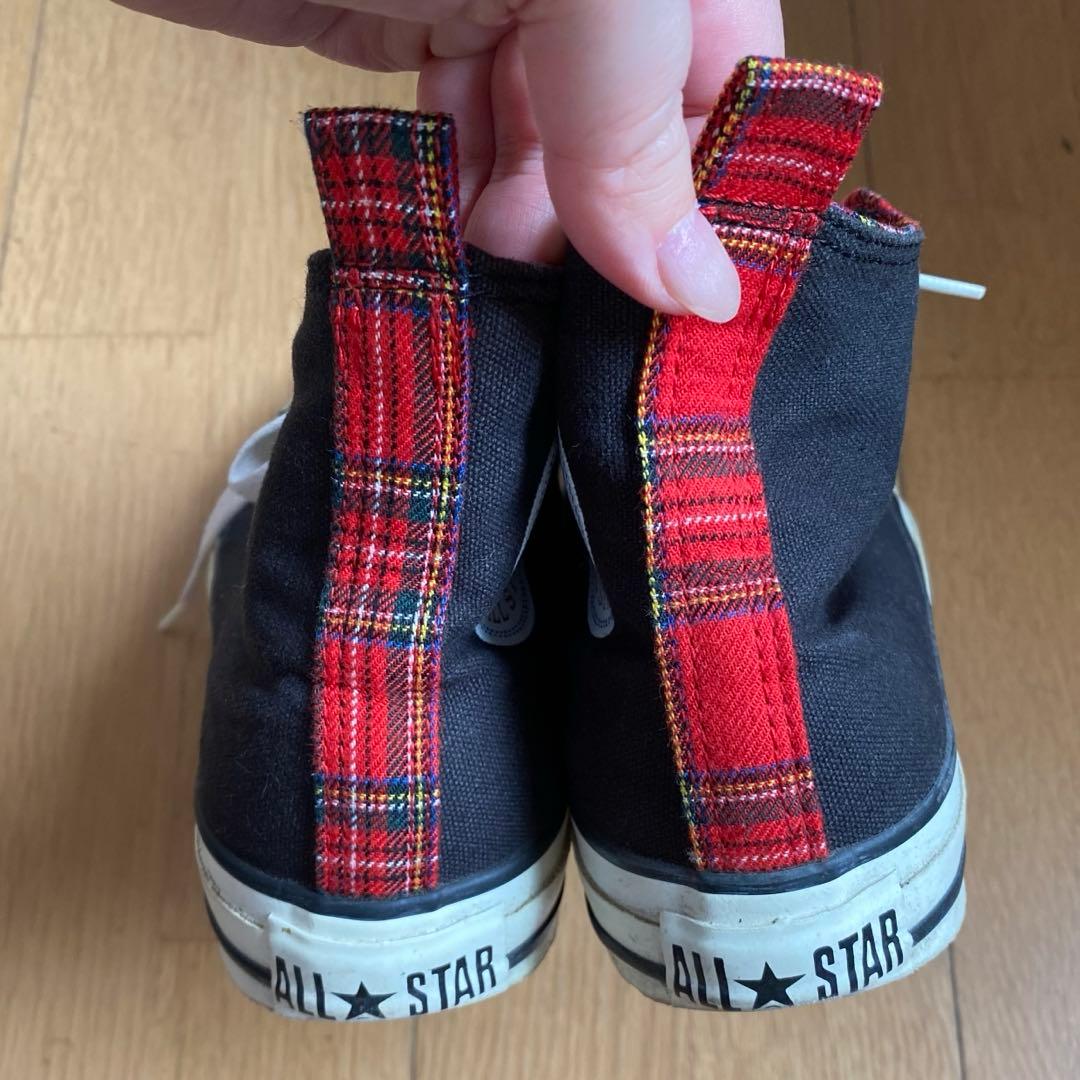 コンバース converse オールスター スニーカー チェック タータン 黒