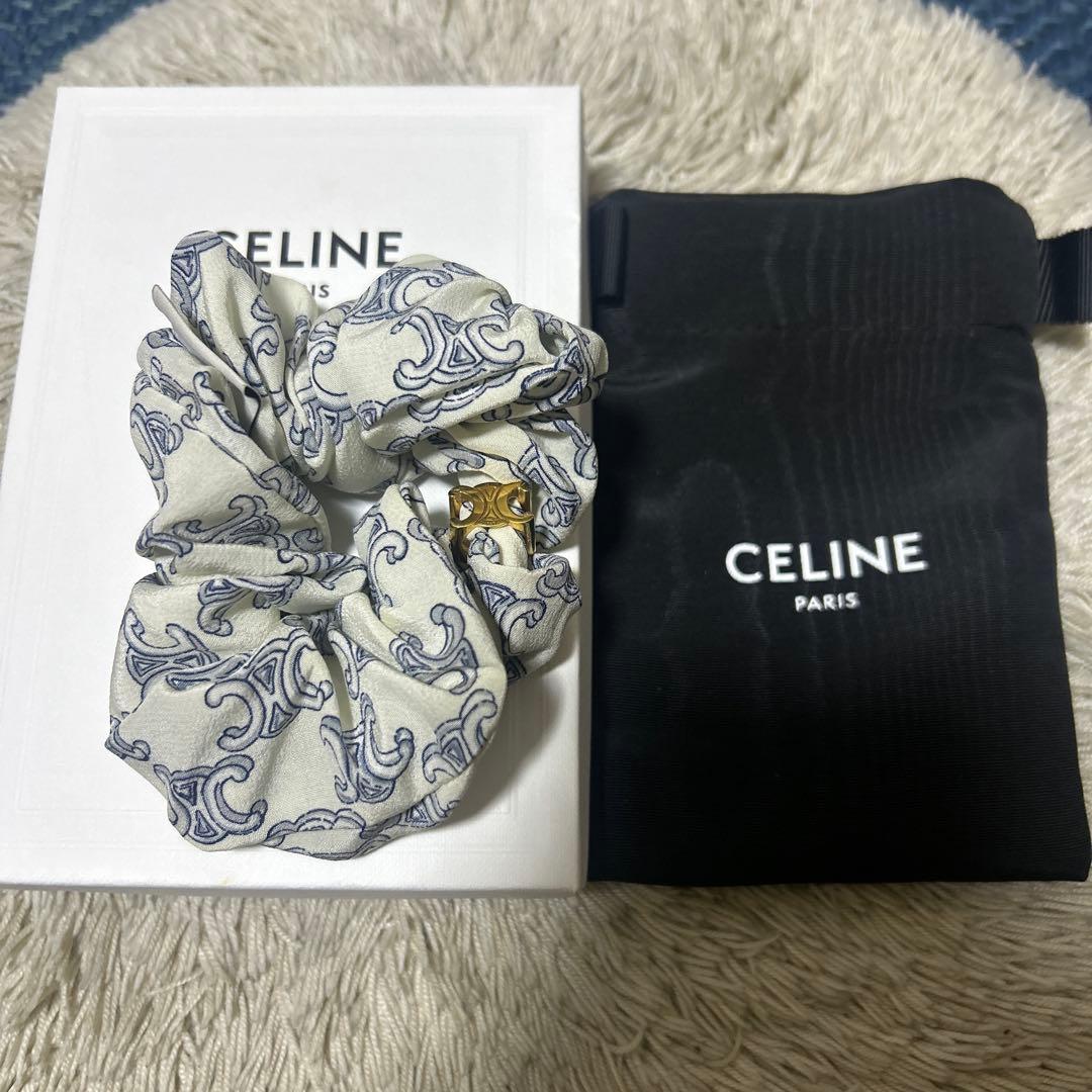 値下げ中【1、2回のみ使用】CELINE ロゴ入りシュシュ CELINE(セリーヌ) レイユールシュシュ ブラック｜【公式】カインドオル