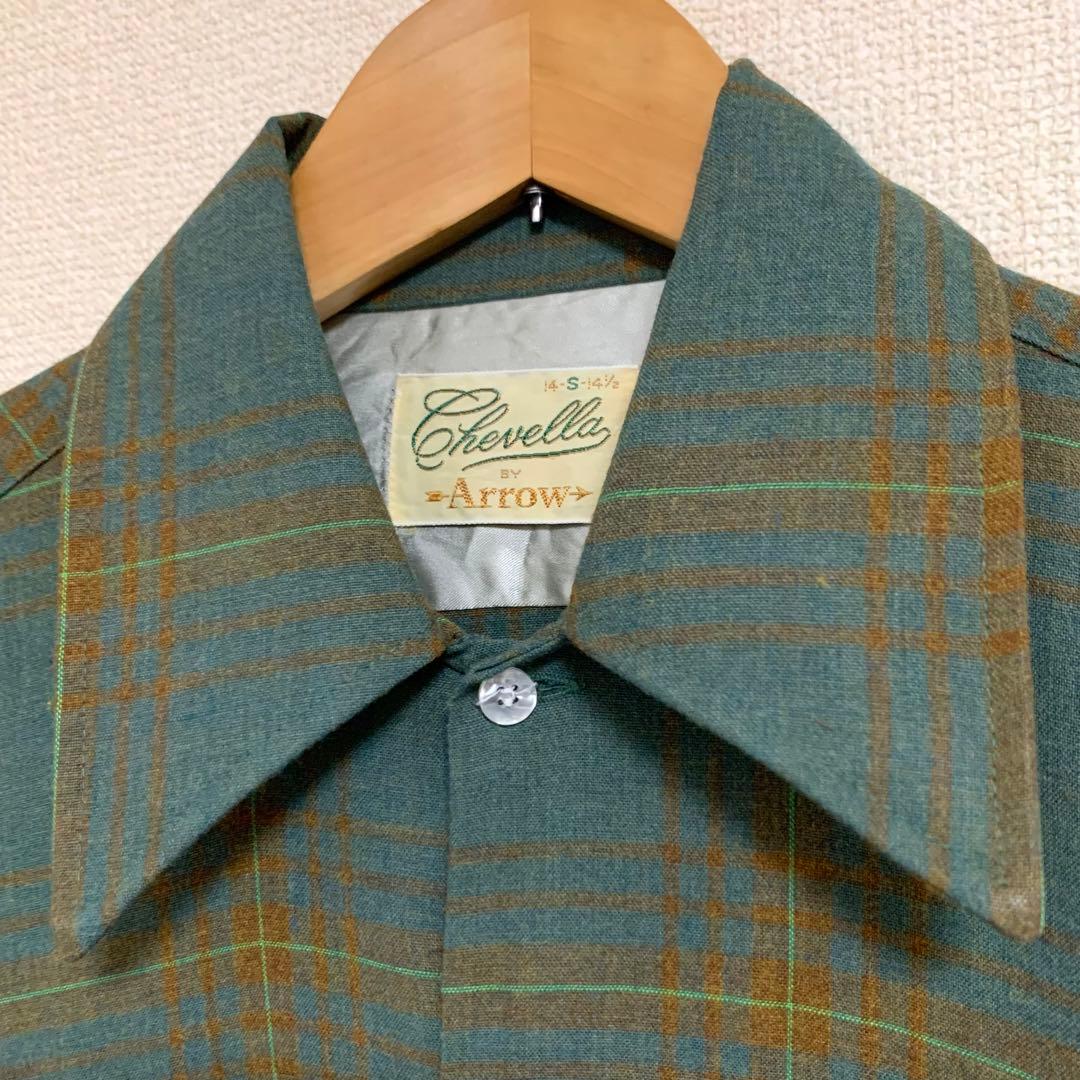 60s ARROW アロー レーヨン ギャバジン シャツ シャドー チェック M