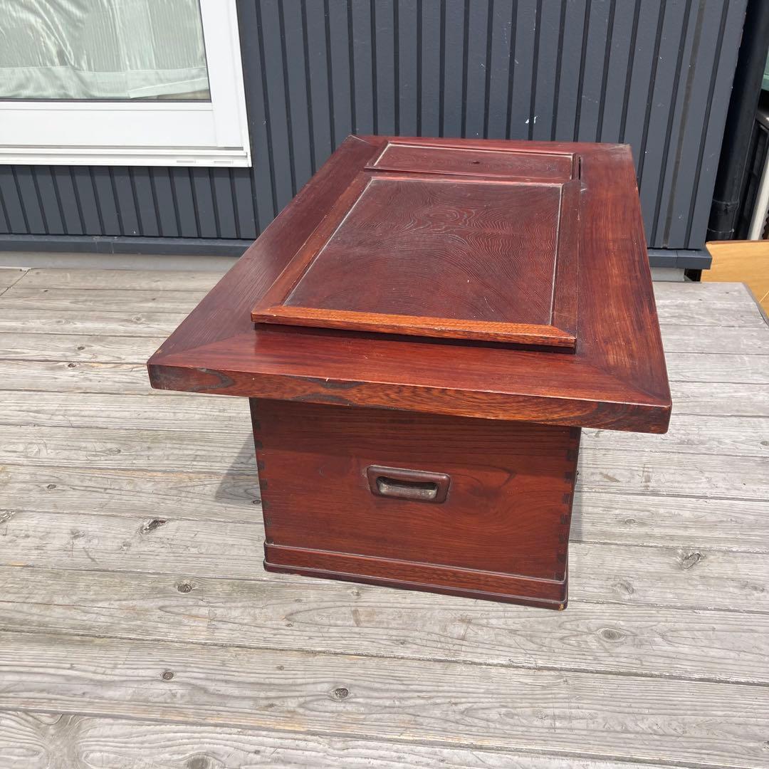 昭和レトロ 木製 長火鉢 3杯 引き出し収納付き 火鉢 五徳付き 囲炉裏