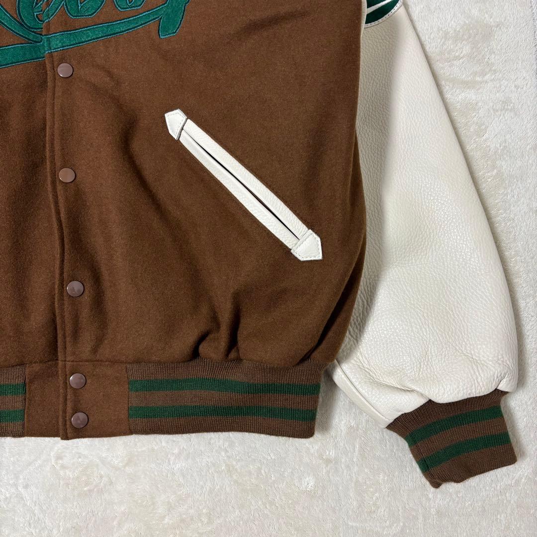 keboz スタジャン ブラウン レザー切替 - メルカリ