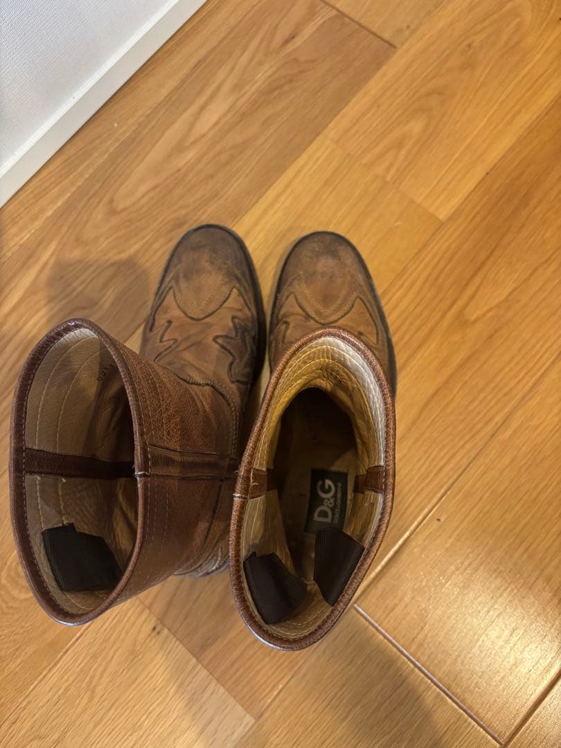 DOLCE&GABBANA D&G レザーブーツ バッファローレザー ブラウン - メルカリ