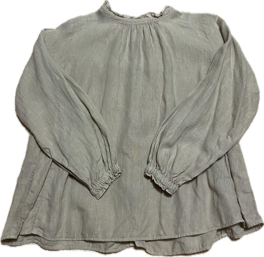 nestrobe ネストローブ リネンスタンドフリルブラウス ライトグレー