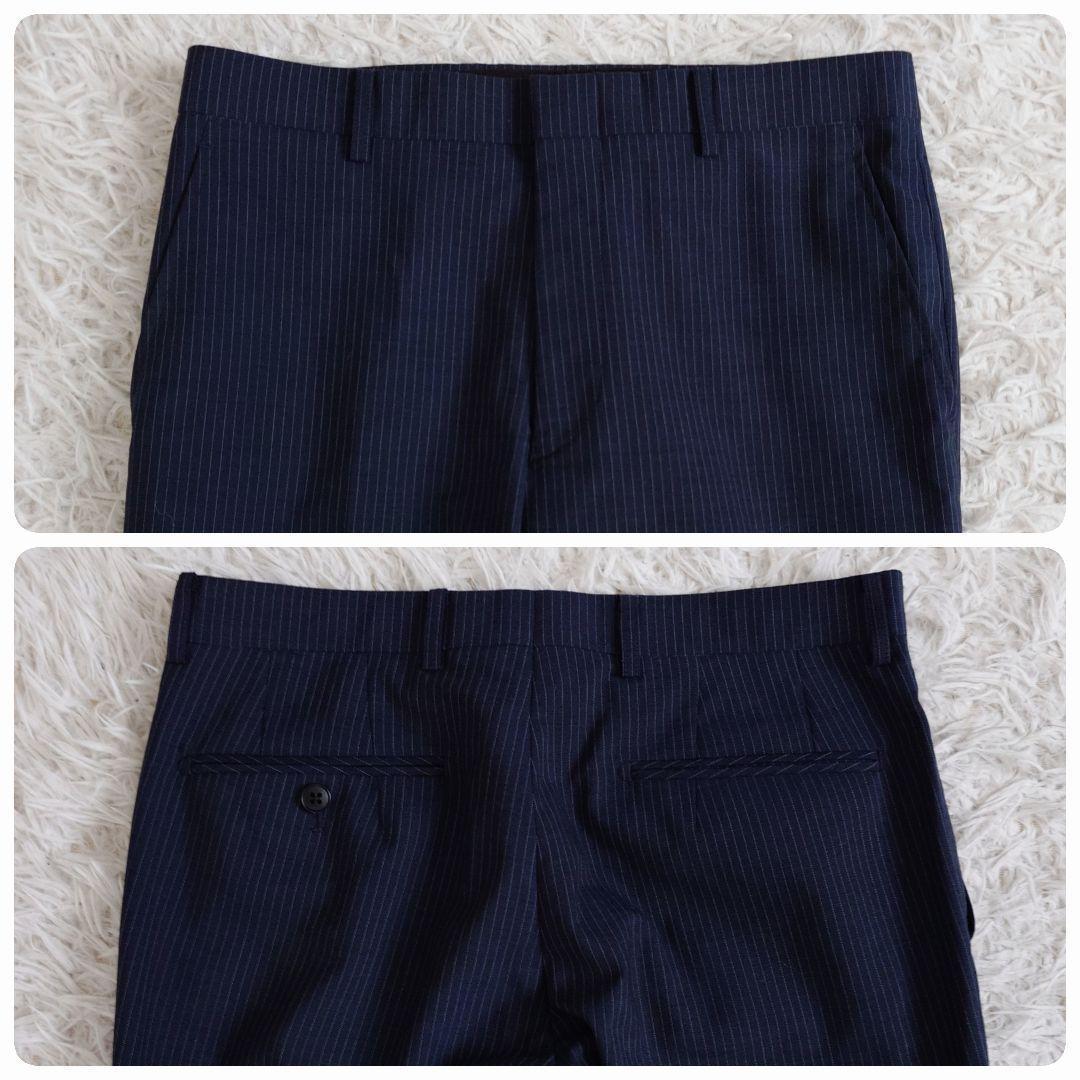 ジャーナルワークス スリーピーススーツ ネイビー ストライプ Y5 細身