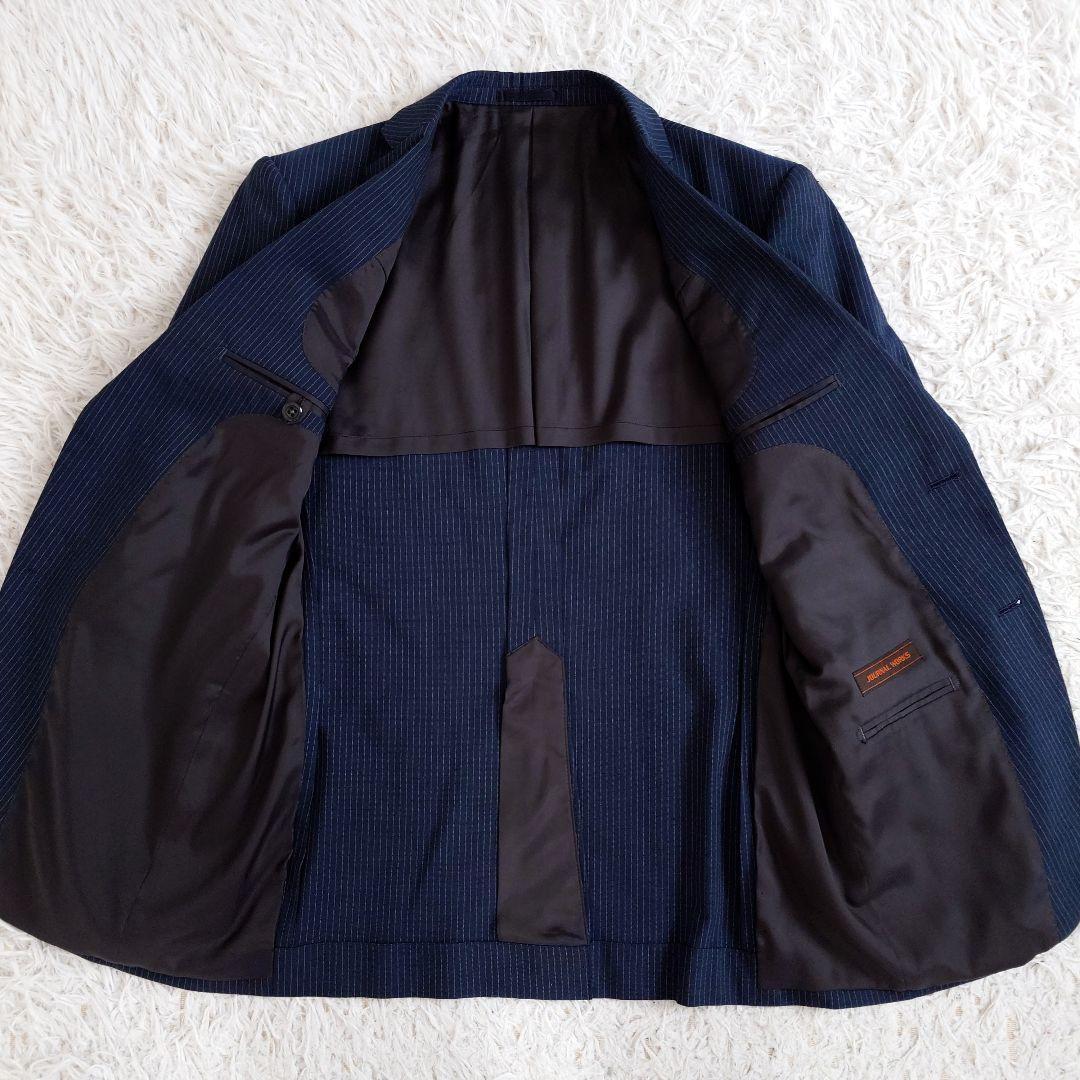 ジャーナルワークス スリーピーススーツ ネイビー ストライプ Y5 細身