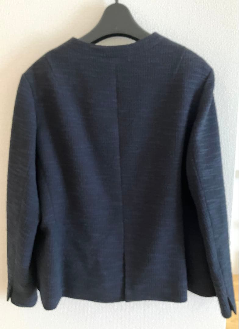 新品 大きいサイズ23区 48 ツイードノーカラーストレッチジャケット