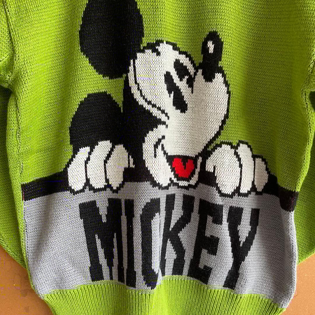 希少黄緑グリーンCox Comico ミッキーマウス ニットセーター - メルカリ