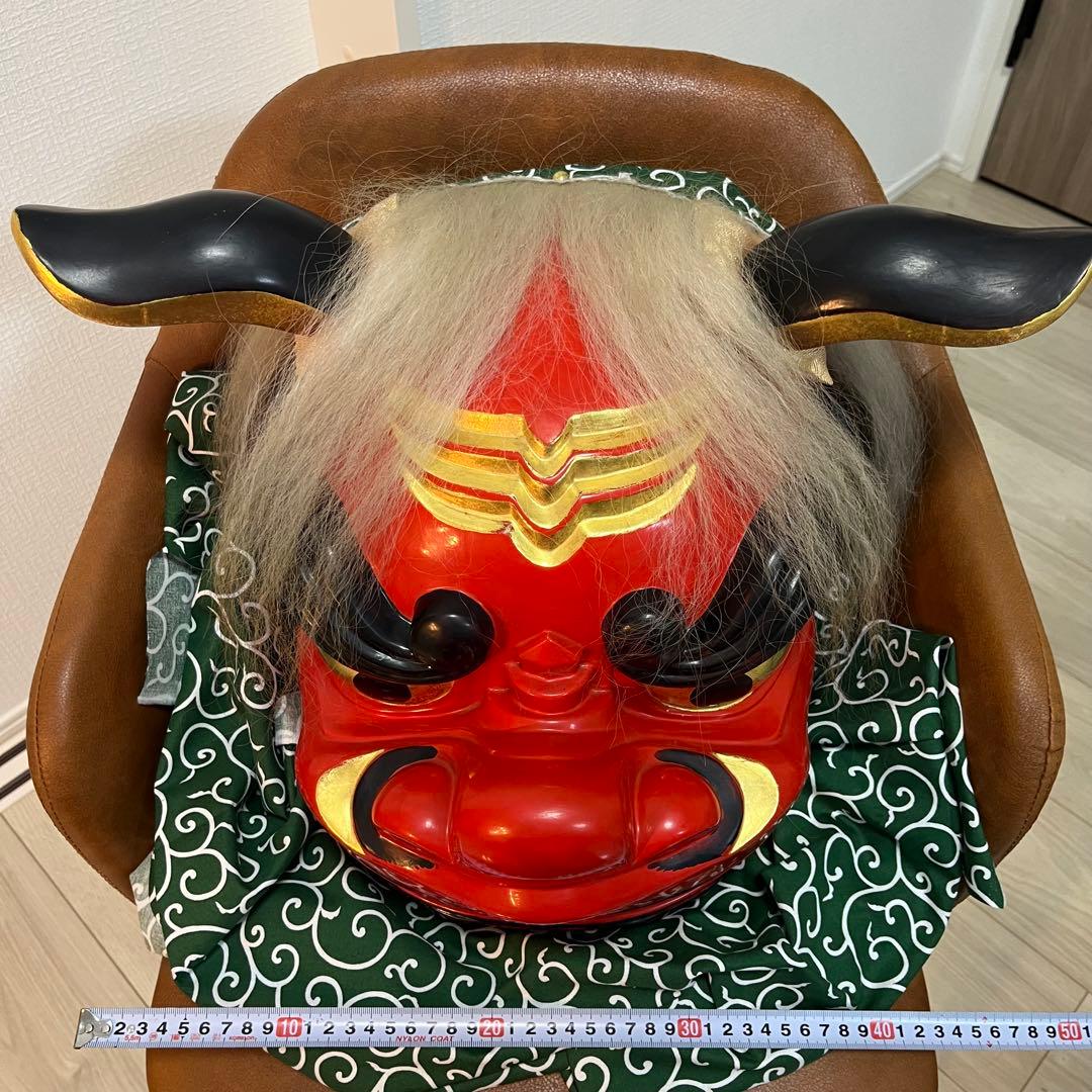 獅子舞 獅子頭 石岡 木彫 置物 古美術 神楽 木製 木彫 - メルカリ