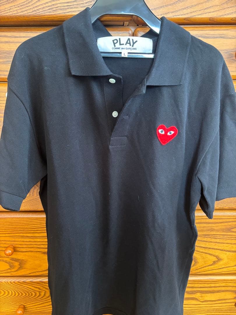 PLAY COMME des GARÇONS ブラック ポロシャツ L PLAY COMME des GARCONS プレイ コム デ ギャルソン ポロシャツ 黒