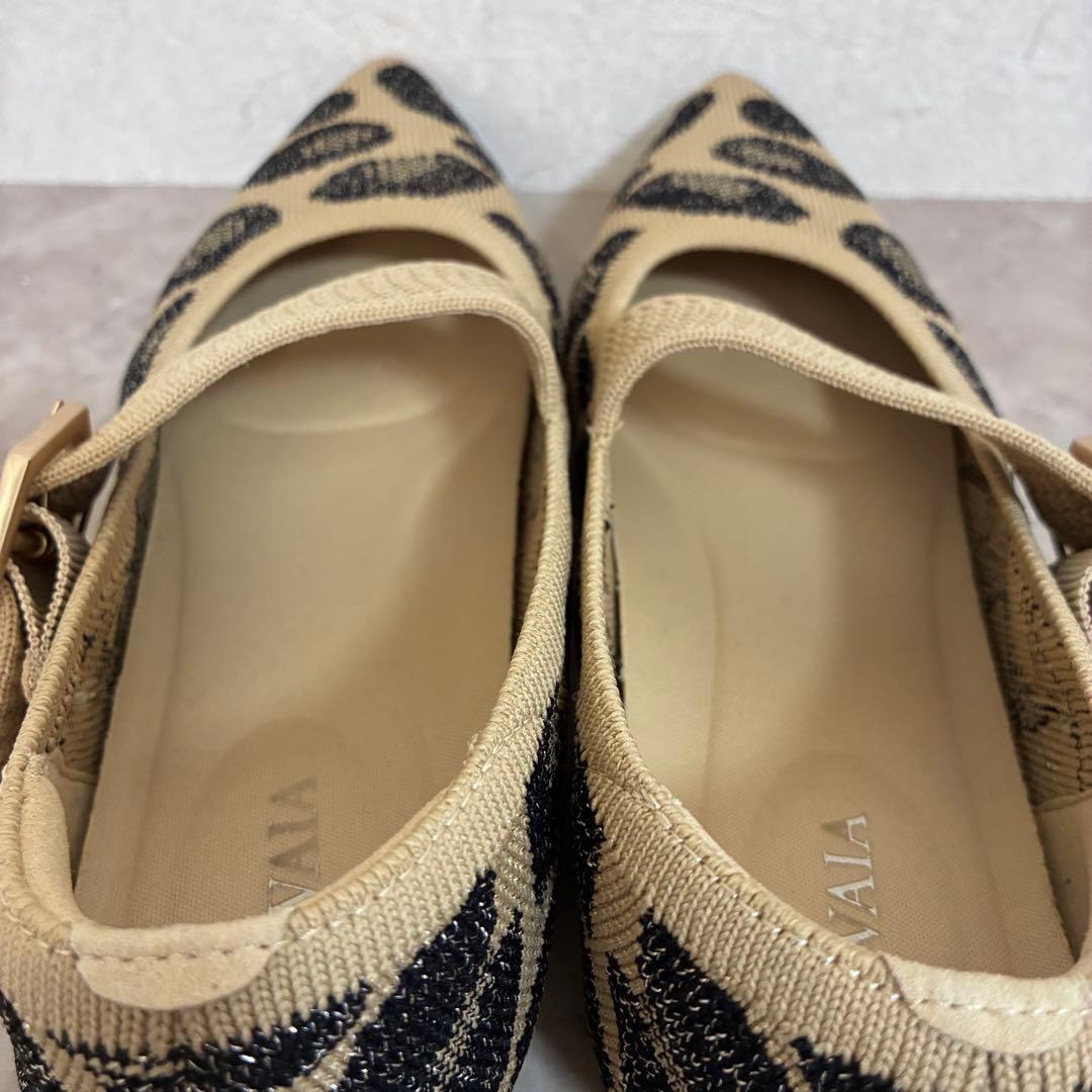 ビバイア VIVAIA パンプス ニット ベージュ ポインテッドトゥ ヒョウ柄