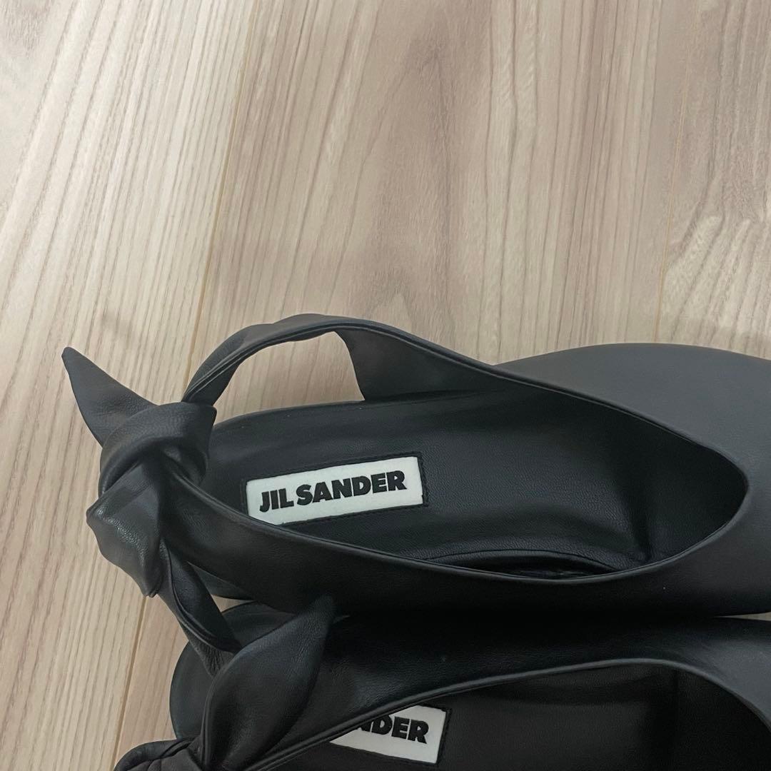 JIL SANDERジルサンダー ポインテッドトゥバックリボンフラット