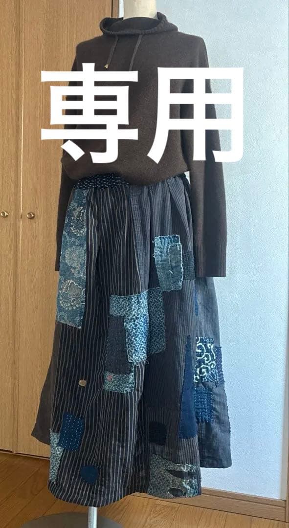 専用　古布　360度　ぐるっと一回り楽しめる縞を基調としたスカート CLETTEオリジナルストライプ柄タックスカート | 大きいサイズ