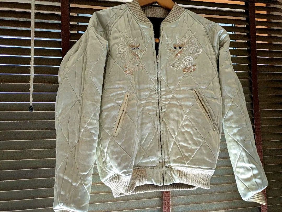 フラットヘッド 別珍 スカジャン ドクロ 龍 スカル リバーシブル 黒