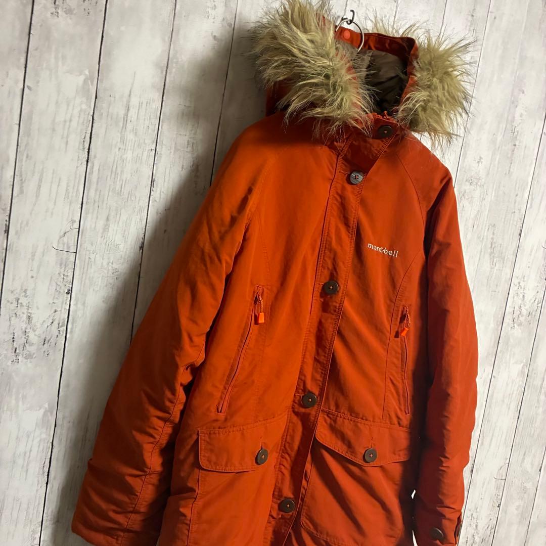 美品☆ 現行モンベル☆オレンジ☆ハスキーコート ダウンレディース L
