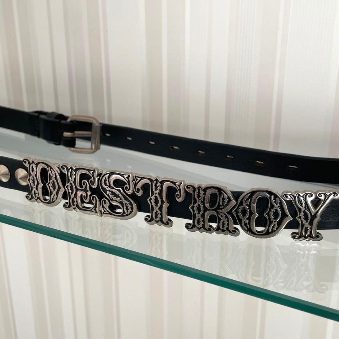 ヒステリックグラマー スタッズ シルバーロゴプレート ベルト ブラック