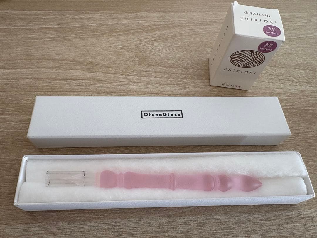 OfunaGlass ピンク ガラスペン インク付き　川口剛 Ofuna Glass 】川口剛さんの ガラスペン入荷致しました