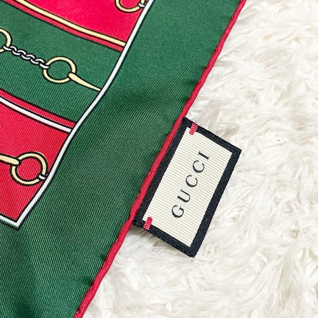 未使用級☆グッチ スカーフ ホースビット 箱・リボン付き シルク100