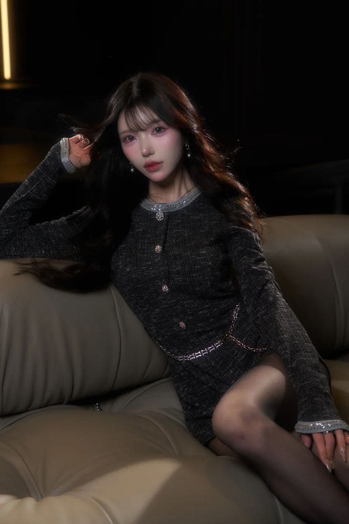 BELEAR MIMIベリアミミ デザインチェーンツイードコンビネゾ