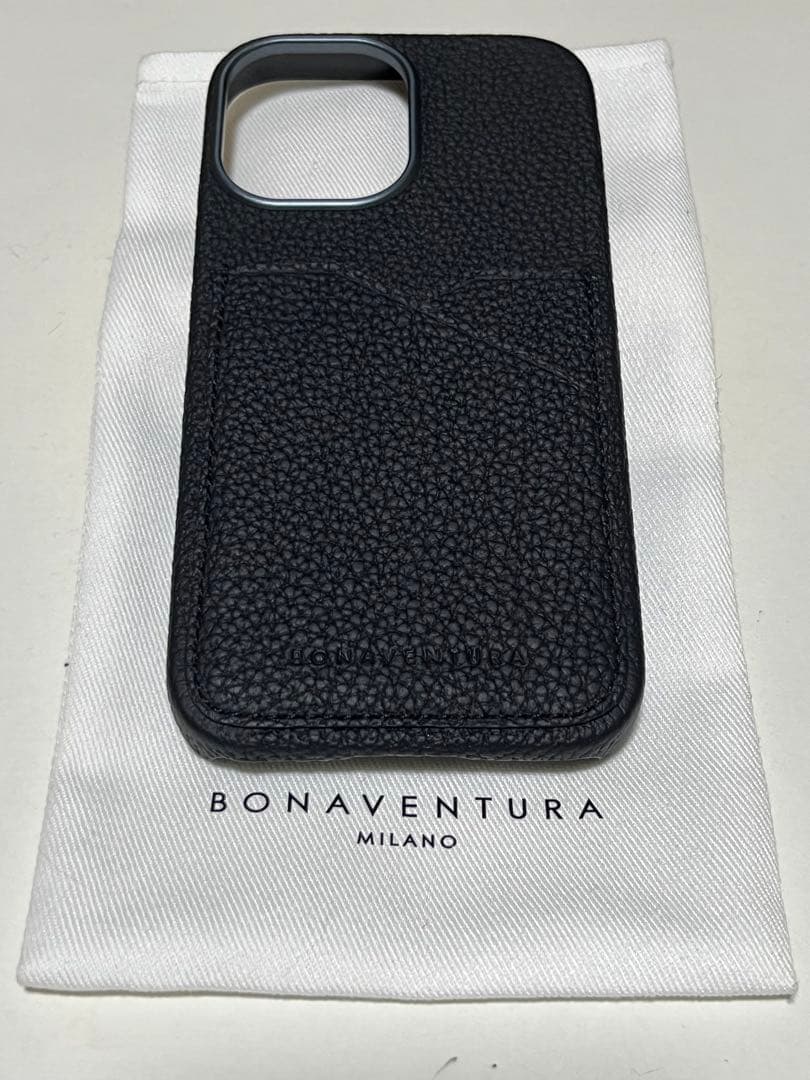 BONAVENTURA iPhone16用ケース ブラック BONAVENTURA(ボナベンチュラ)｜iPhone16 ハンドル付き バックカバー