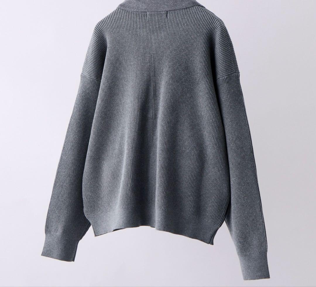 clel ベーシック/スプレー 畦編み ニット シャツカーディガン 杢グレー