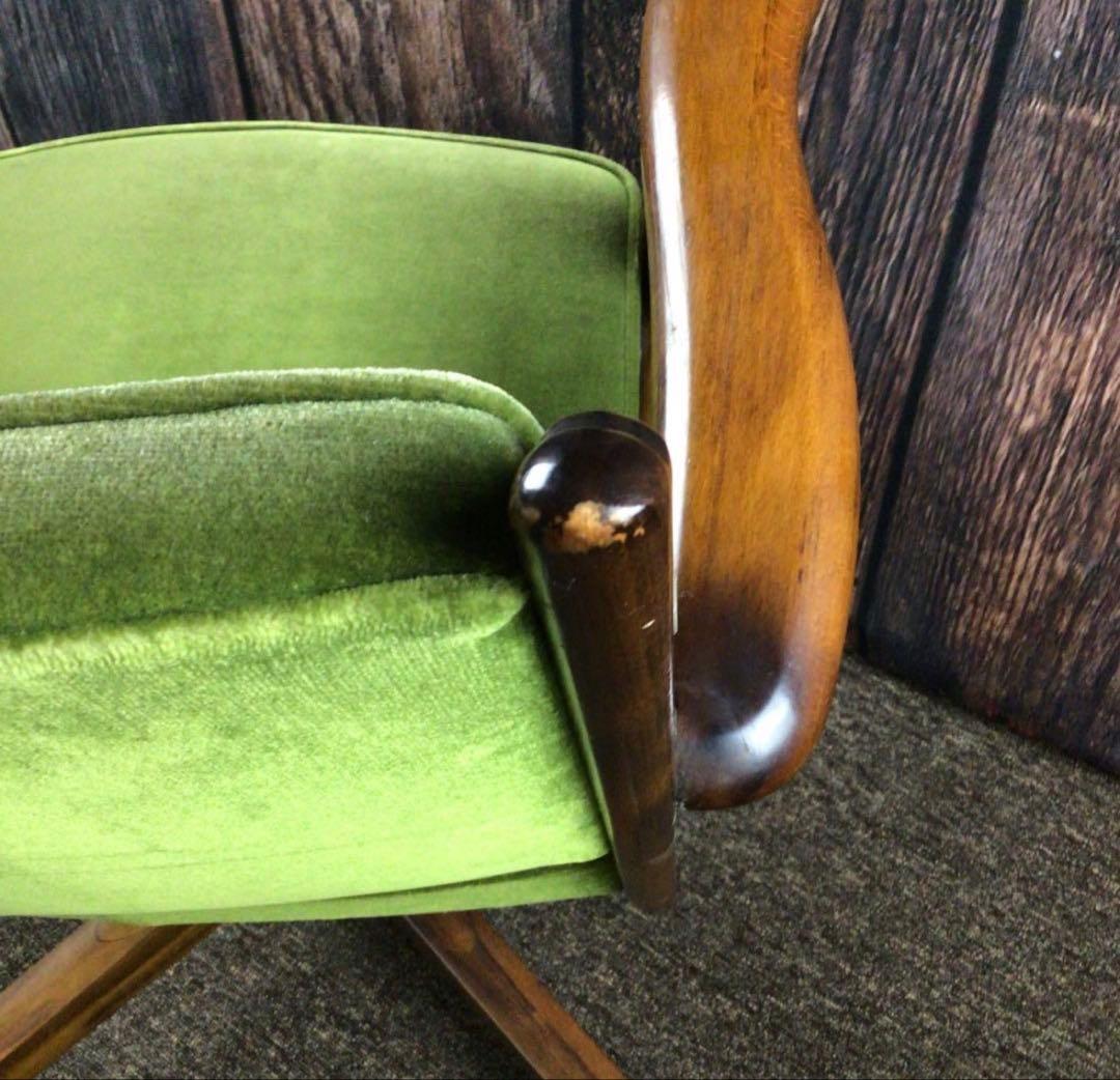 カリモク コロニアル デスクチェア モスグリーン オールドカリモク