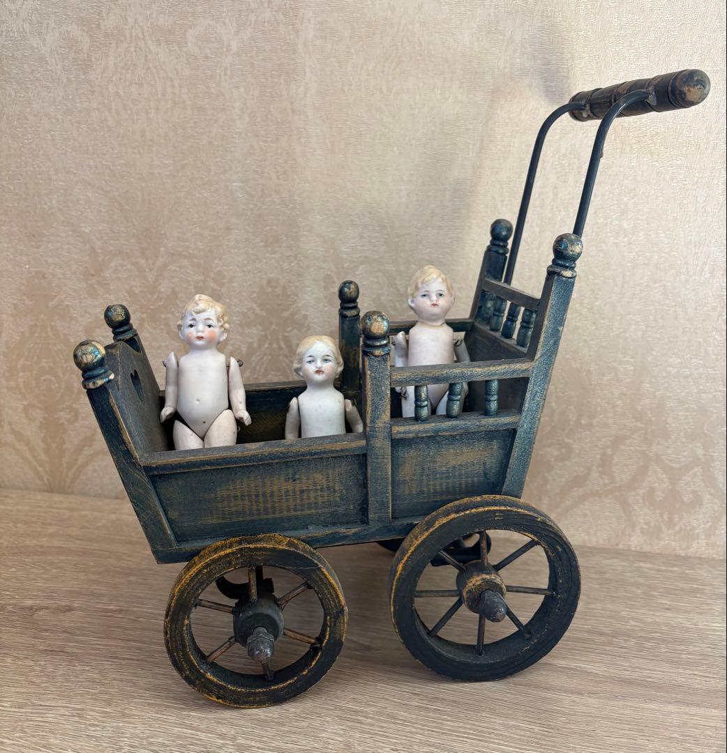 ヴィンテージベビーカー　アンティークミニョネット オールビスク　ビスクドール a9e5374d61e76ad027b61c757d0509