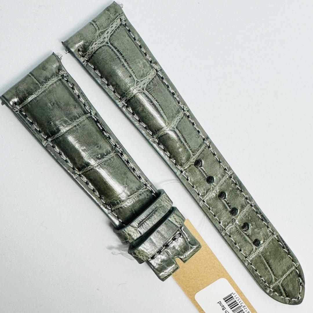 6051#20mm-16mmダークアッシュ☆本物クロコダイルベルト☆スイス製