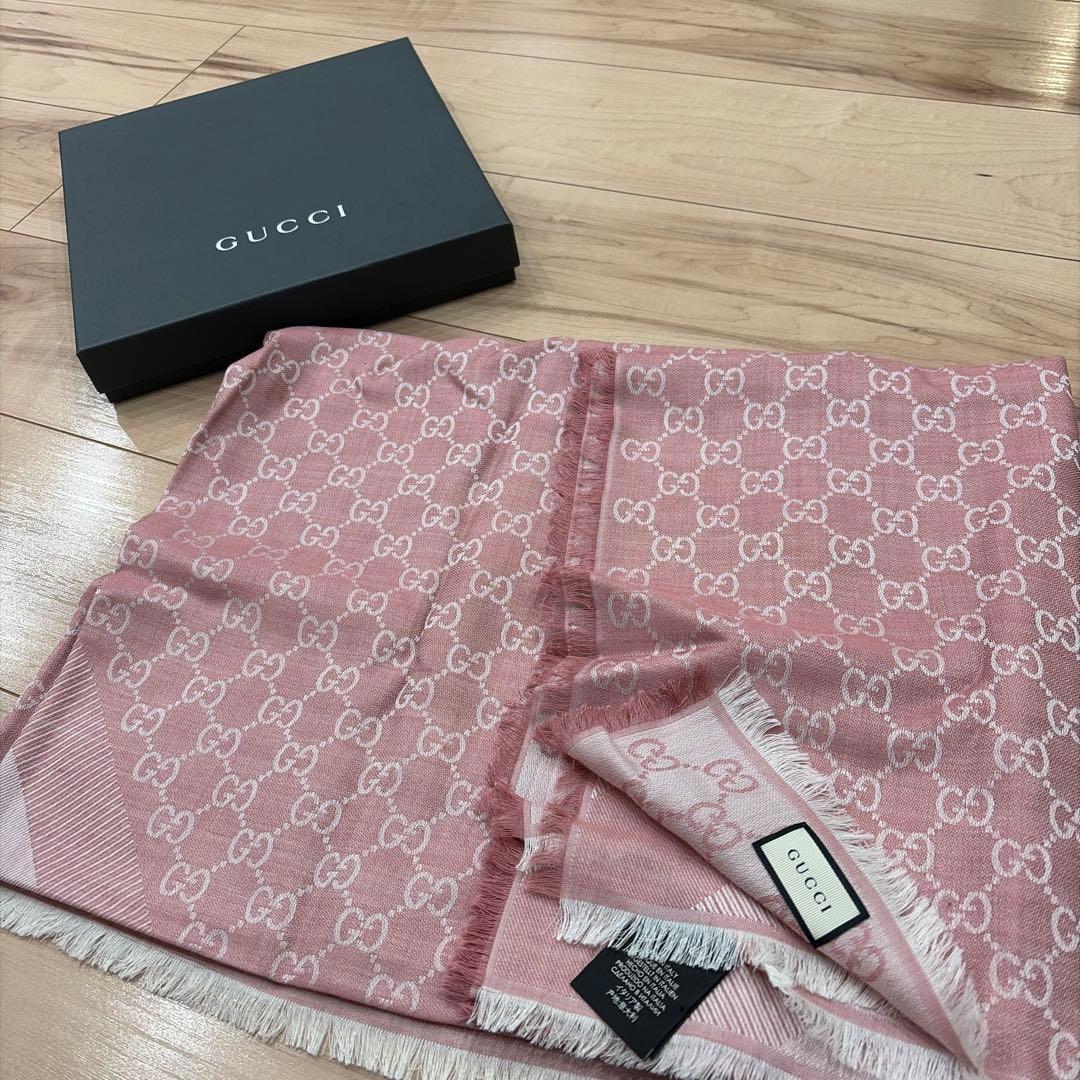 GUCCI GGロゴ柄ストール ピンク グッチ GUCCI ストール マフラー メンズ レディース 男女兼用 GG柄