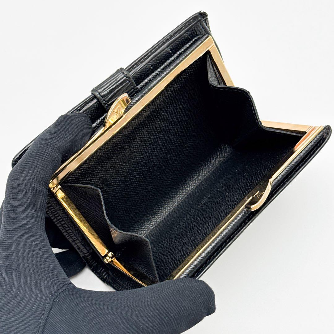 ルイヴィトン エピ ヴィエノワ 二つ折り 折り財布 がま口 ブラック 黒