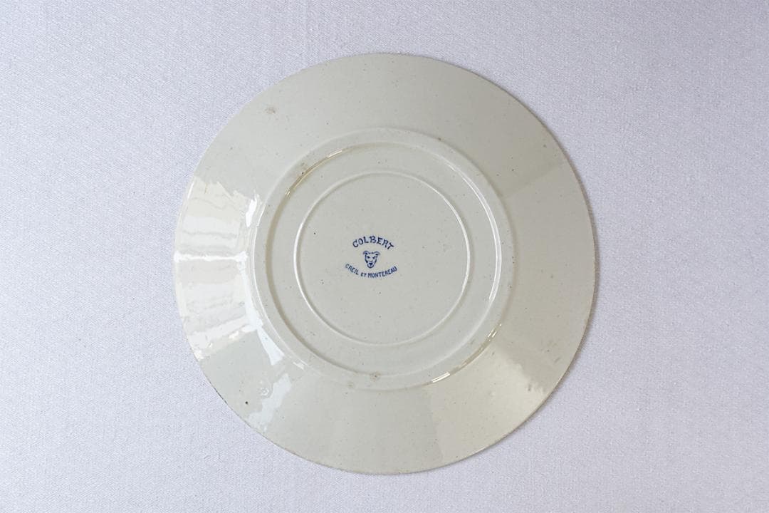 フランスアンティーク　クレイユモントロー　COLBERT　平皿　24.5cm