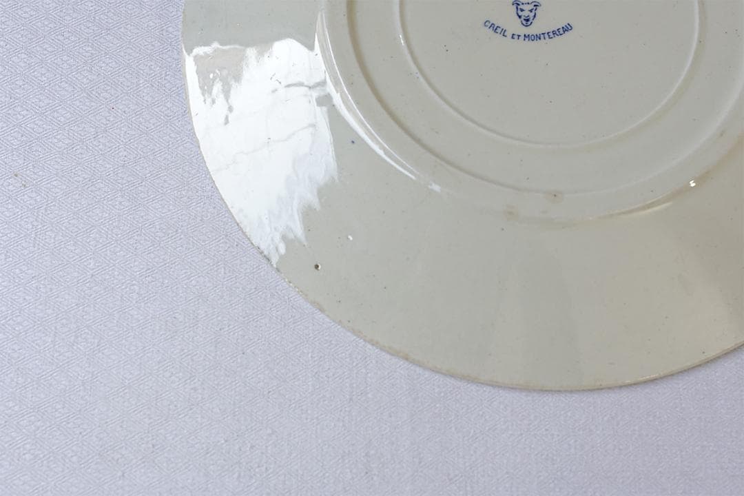 フランスアンティーク　クレイユモントロー　COLBERT　平皿　24.5cm