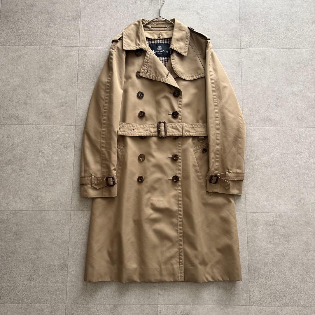 アクアスキュータム トレンチコート ロイヤルブルー ライナー ベージュ