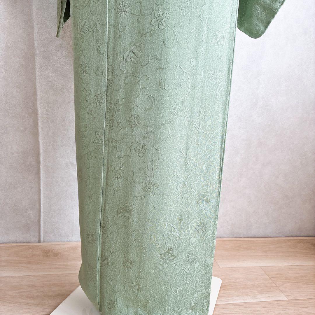 色無地 フルセット 着物 正絹 しつけ付き 唐草 一つ紋 卒業式 入学式