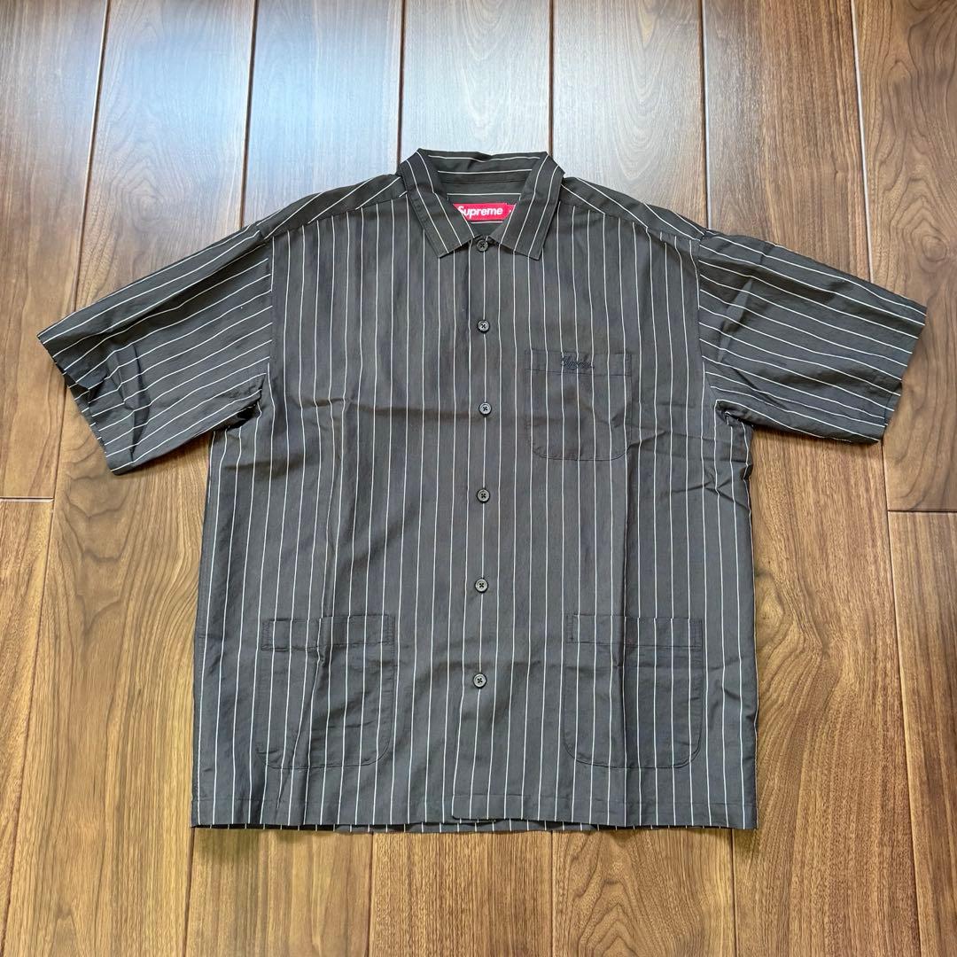 ⭐️美品⭐️シュプリーム ストライプ ブラック 半袖シャツ ストライプ