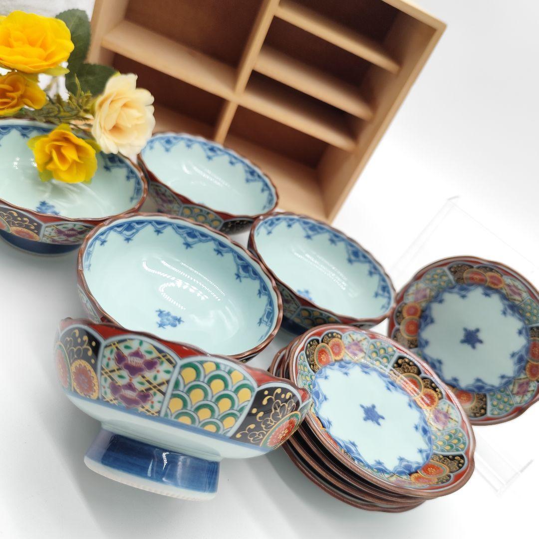 有田焼 聖山窯 丸紋 古伊万里 高台小鉢 小皿 10客 金彩 赤絵 - メルカリ