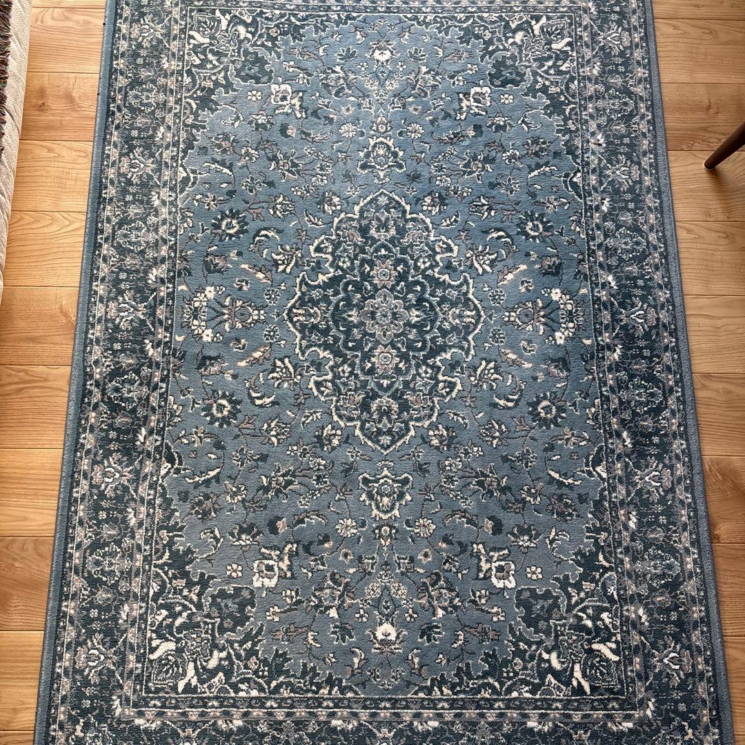 IKEA ラグ ペルシャ風 ブルー おしゃれ 男前 ペルシャ柄 オーバーダイ ヴィンテージ風ラグ ブルー