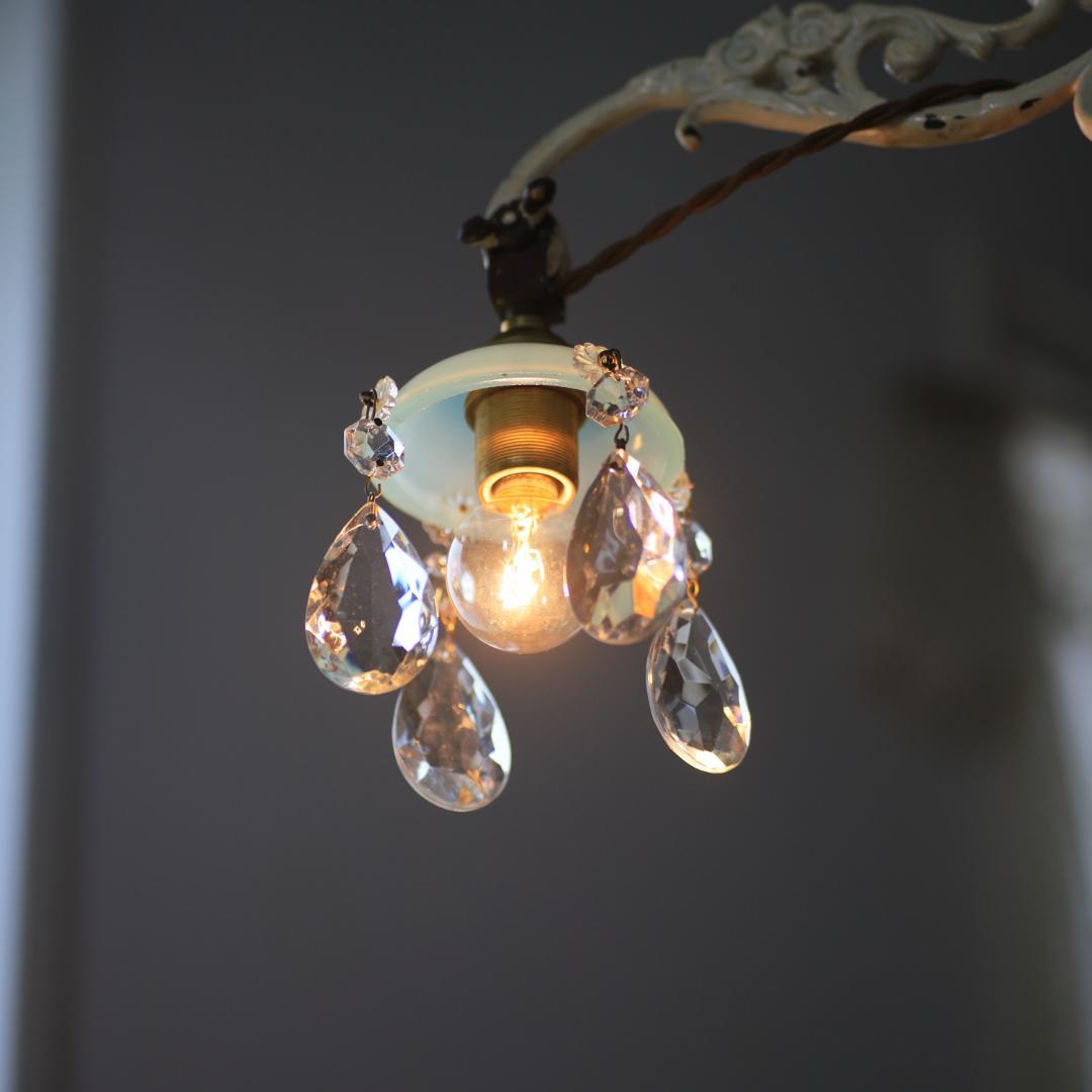 フランスアンティーク ブルーオパリンガラス ミニシェード/ランプ