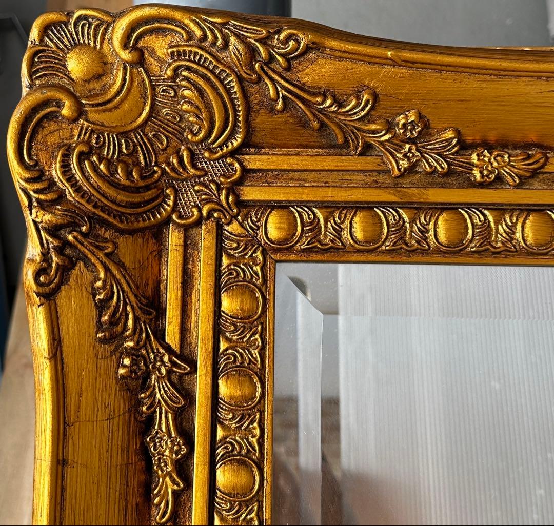 アンティーク調ゴールドフレーム大きめ全身鏡 - メルカリ