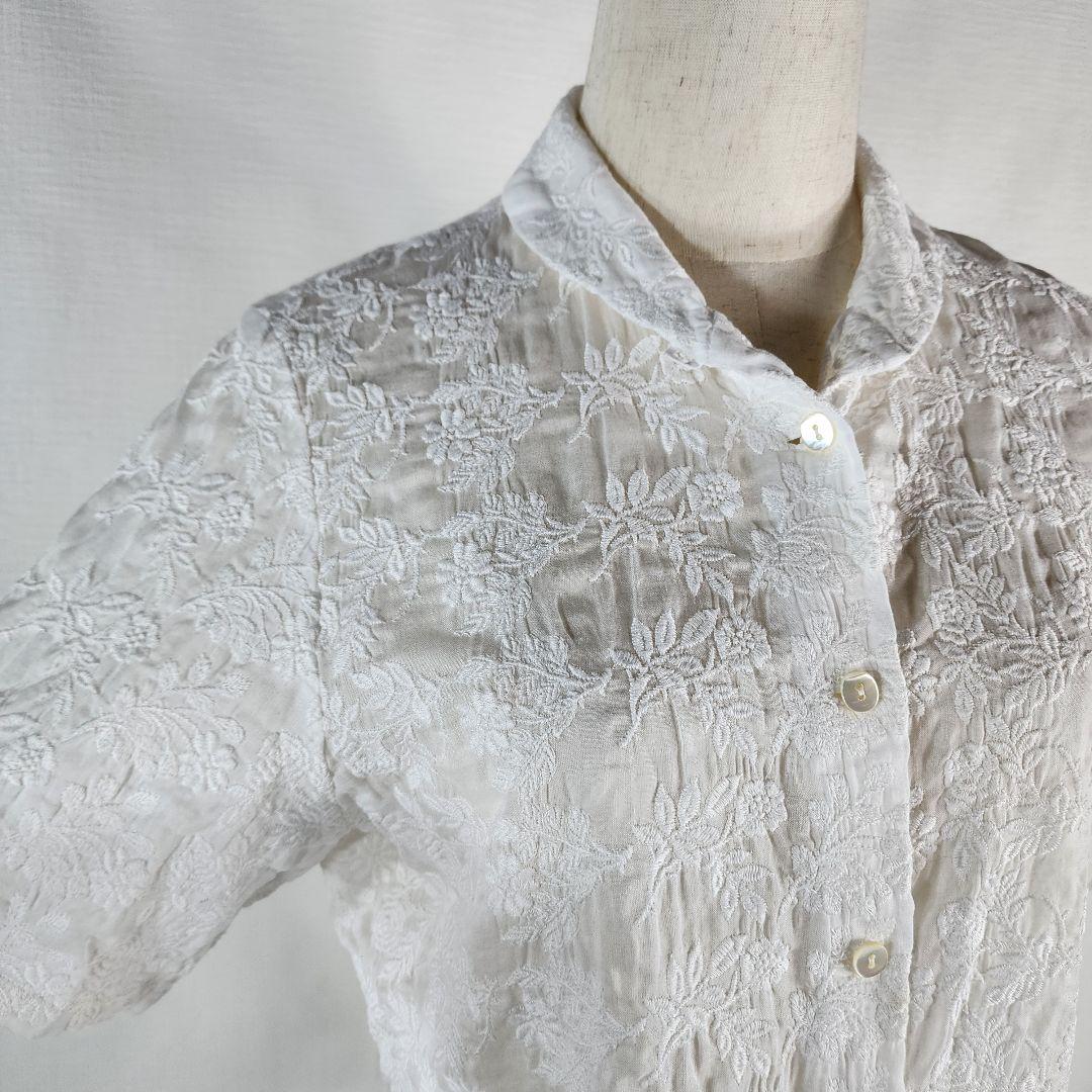 カッスルクームガーデン コットンハウスアヤ 花柄刺繍半袖ブラウス