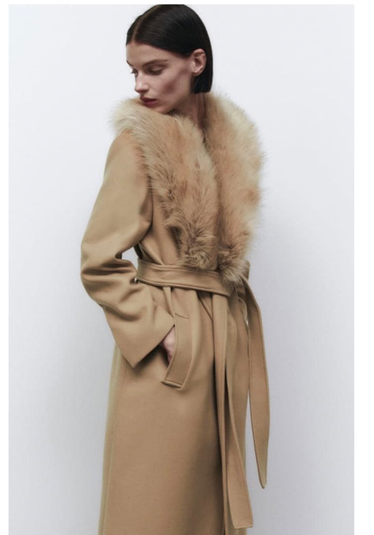 ZARA ロングプレミアム ウールブレンド コート - メルカリ