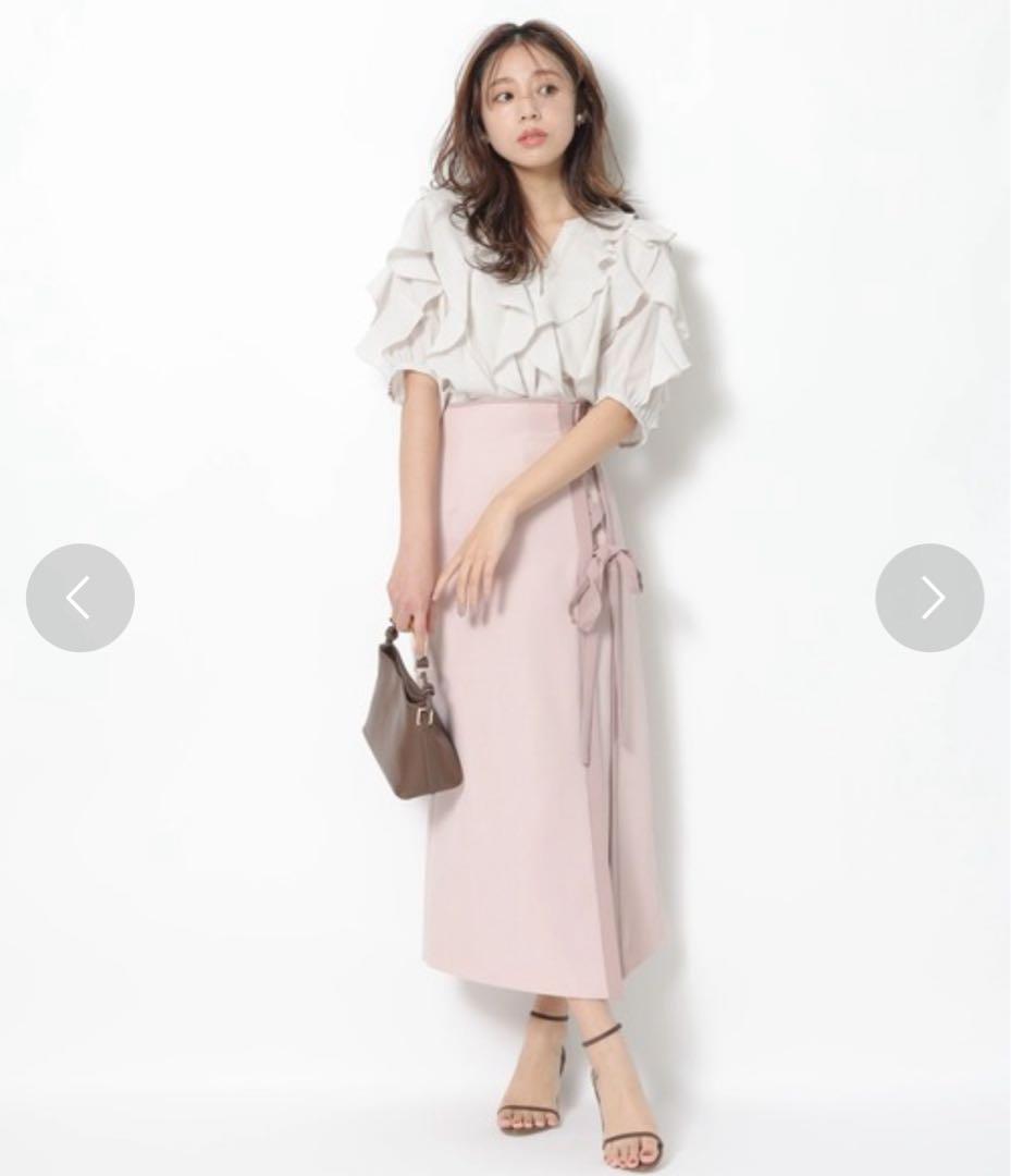 一度着用】アプワイザーリッシェ シアーフリル5分袖ブラウス