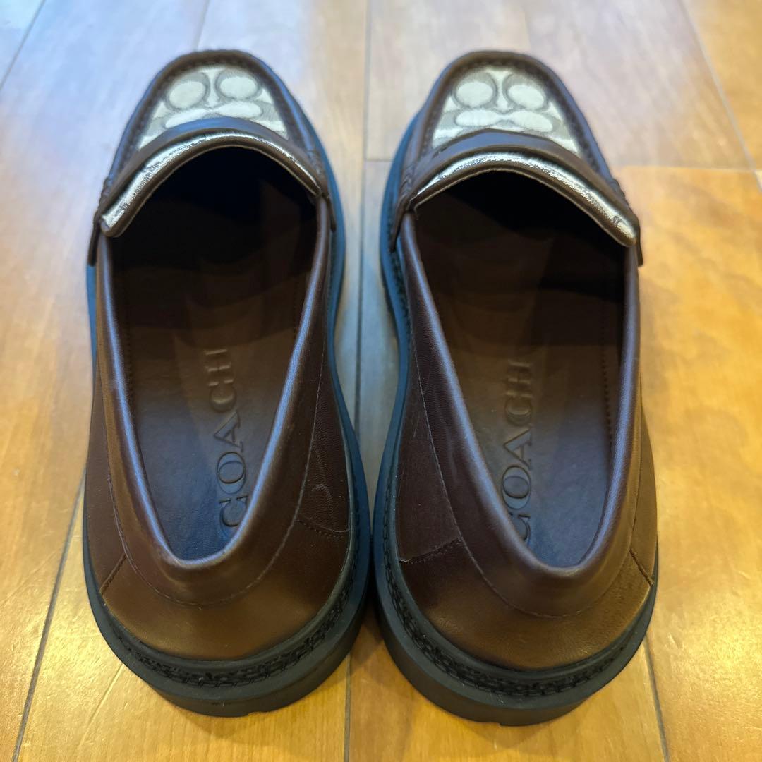 COACH メンズモノグラムローファー ブラウン 26.0cm