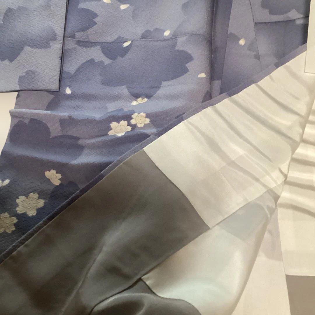 着物の名門ますいわ屋 ガード加工 ほぼ未使用品 紅碧色に青、白の桜の