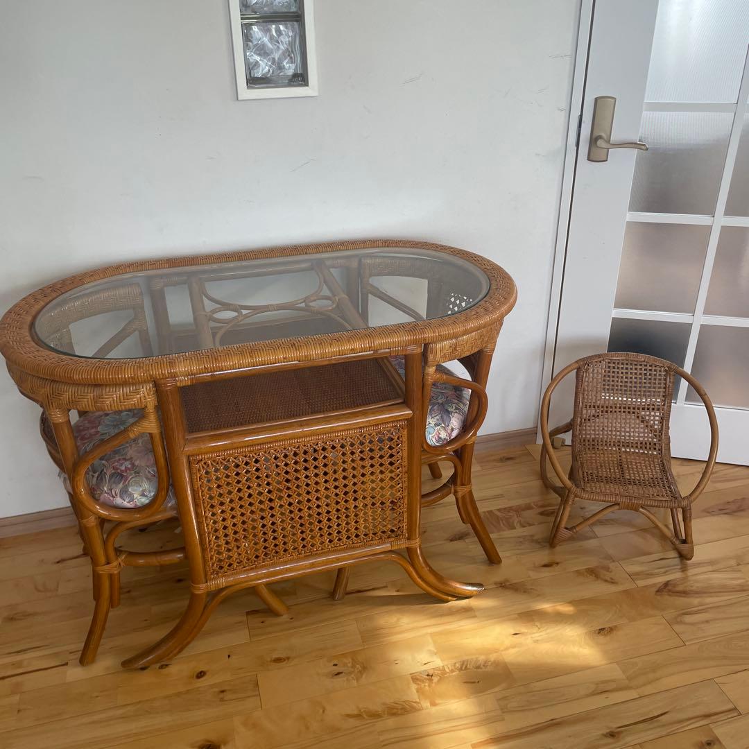 かけぼこラタン テーブル 籐 ダイニングテーブル ビンテージ アジア 楽天市場】ダイニングテーブル5点セット アジアン家具 バリ家具