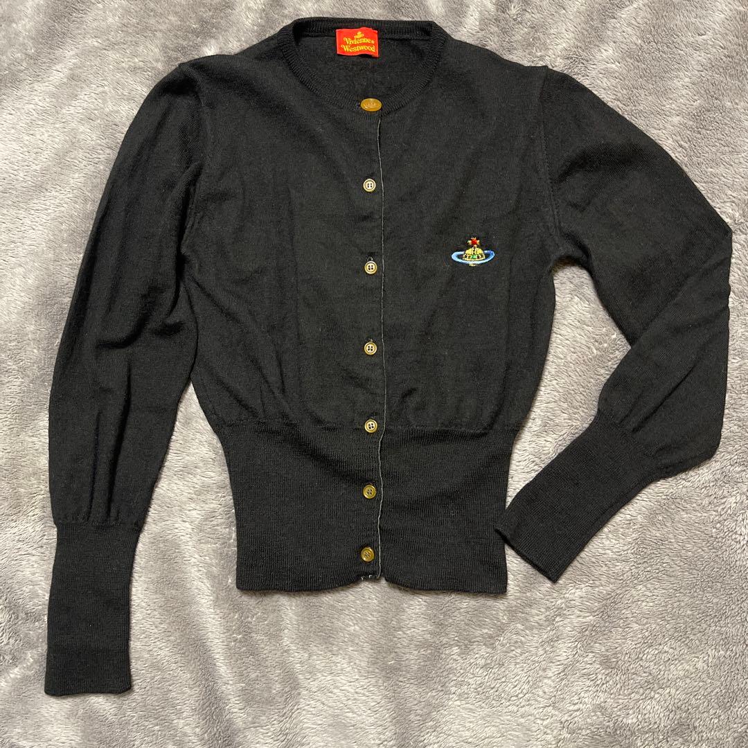 Vivienne Westwood/カーディガン/ウール アイレットケーブル クルーネックカーディガン(ブラック)（レディース