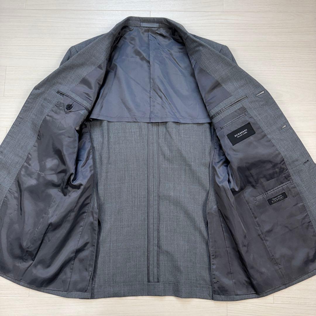 バーバリーブラックレーベル 3Bスーツ セットアップ グレー 裏キュプラ