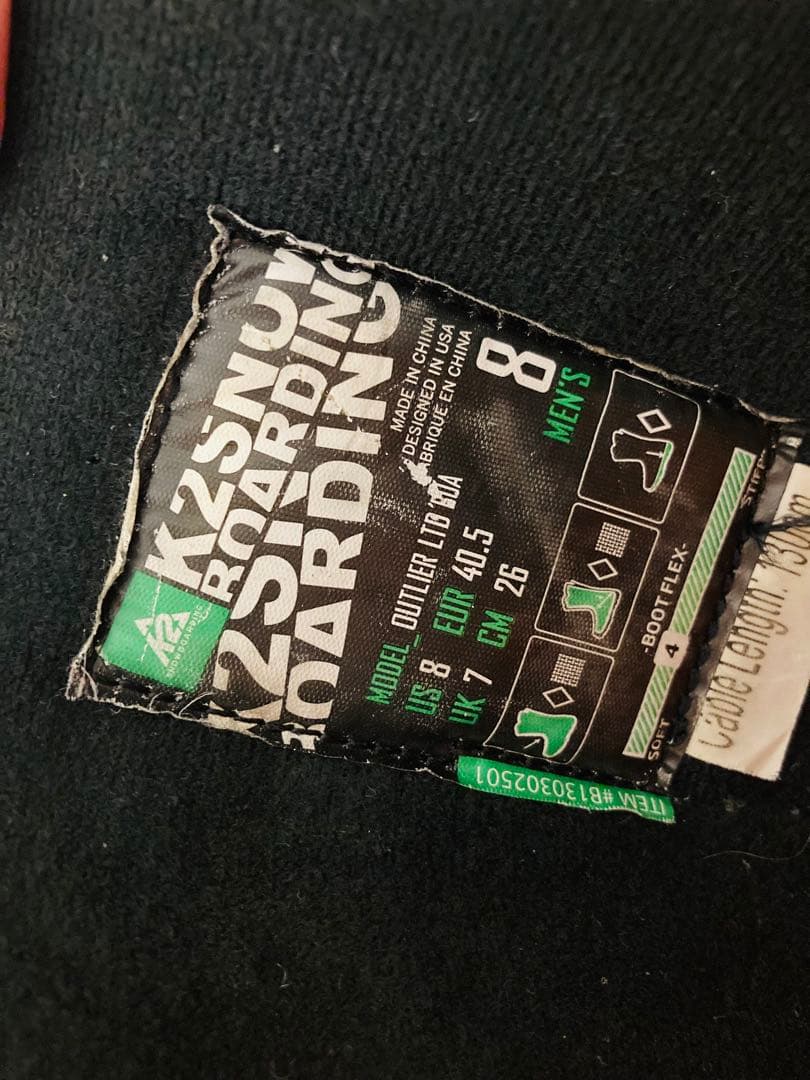 K2 OUTLIER 26.0cm ボア スノーボードソフトブーツ ケーツー