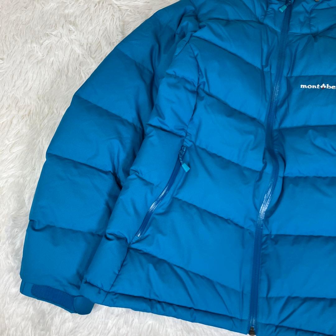 《美品》モンベル パーマフロストライトダウンパーカ ブルー レディースL