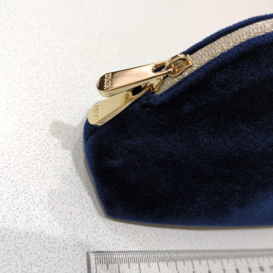 Dior ネイビー ベルベット ポーチ ゴールドジッパー - メルカリ